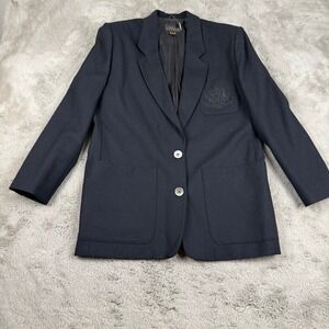 Classiques Entier Wool Blazer Crest Patch Two Button Black Mens Large Made Japan